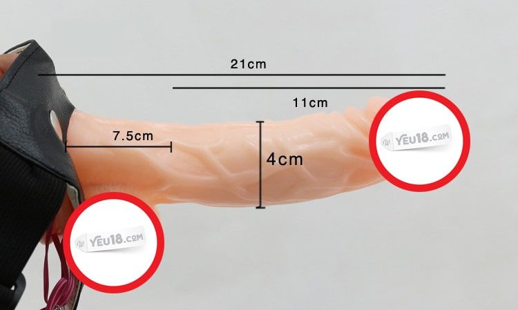 Kích thước dương vật giả dây deo rỗng ruột rung DV01